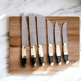 Custom Handmade Damascus Chef Knife Set with Bone Handles