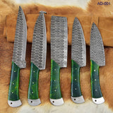 Custom Handmade Damascus Knife Set Kitchen - 5 Pieces