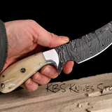 Best Deer Skinning Knife – Handcrafted Damascus Steel with Bone Handle & Leather Sheath