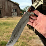 Fixed Blade Custom Bowie Knife - High Carbon Steel & Antler Handle