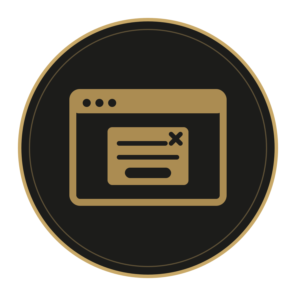 Website pop-up promotion icon with browser window and close symbol