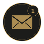 Email envelope icon with a circular "1" badge