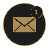 Email envelope icon with a circular "1" badge