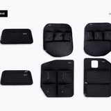 Mercedes Sprinter rear door storage panel bundle, black fabric with multi-pocket organizers