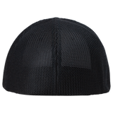 Men's black mesh baseball cap with curved brim and vented crown