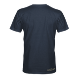 Coastal T-shirt back, dark blue crew neck with small STLHD logo at hem