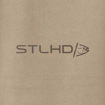 STLHD logo print on beige hoodie fabric