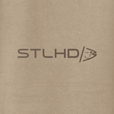 STLHD logo print on beige hoodie fabric