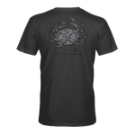 Dark gray crab T-shirt with large back graphic and crew neck