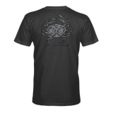 Dark gray crab T-shirt with large back graphic and crew neck