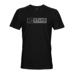 Black foundation t-shirt with STLHD chest logo and crew neck