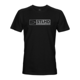 Black foundation t-shirt with STLHD chest logo and crew neck