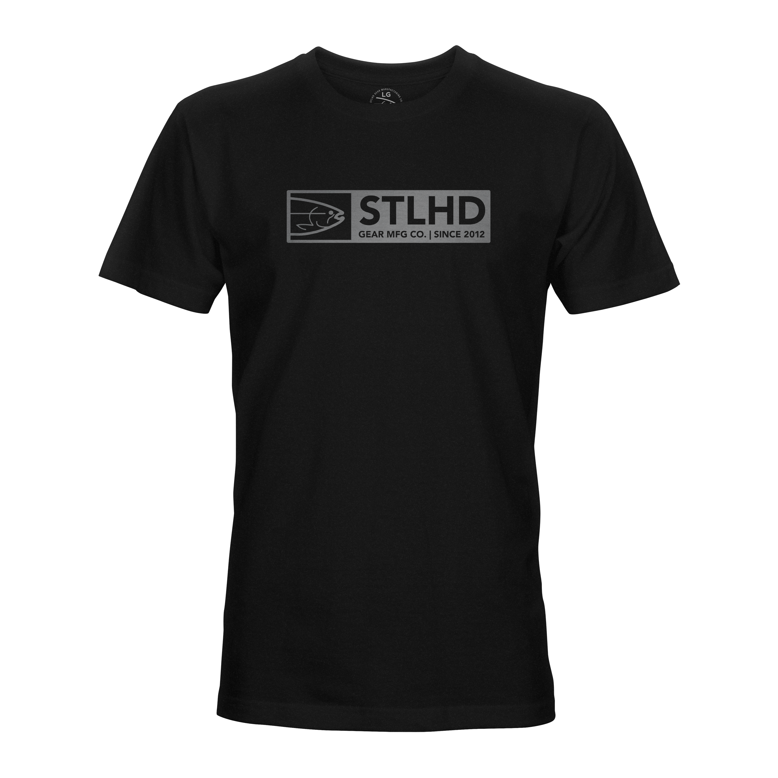 Black foundation t-shirt with STLHD chest logo and crew neck