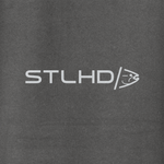 Dark gray hoodie chest logo "STLHD" with arrow symbol