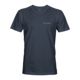 Dark blue T-shirt with small STLHD/D chest logo print