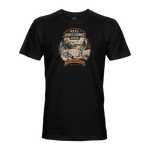 Men's black graphic T-shirt with 'Reel Awesome Dad' vintage badge print