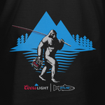 Men's black T-shirt front with Bigfoot silhouette, Coors Light and STLHD logos