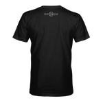 Black T-shirt back view with STLHD GEAR logo near the collar