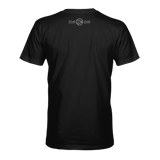 Black T-shirt back view with STLHD GEAR logo near the collar