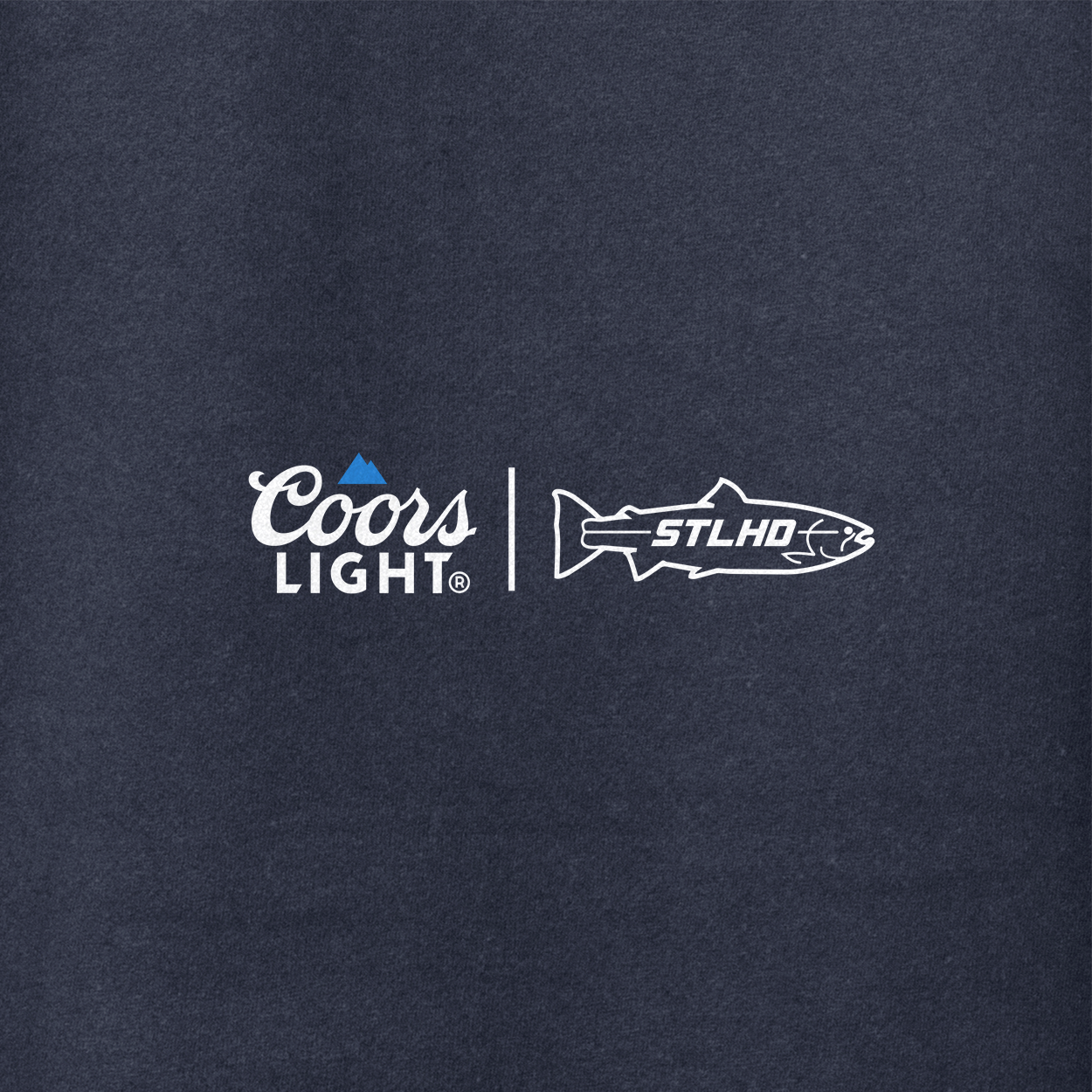 Dark navy hoodie with Coors Light and STLHD chest logo graphic