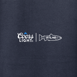 Dark navy hoodie with Coors Light and STLHD chest logo graphic