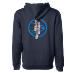 Men's dark navy hoodie with large back circular Coors Light and STLHD graphic