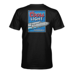 Men's black throwback T-shirt with large back Coors Light fish logo print