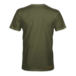 Olive STLHD t-shirt back, plain knit with small logo at hem
