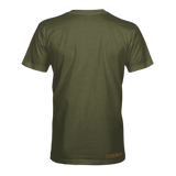 Olive STLHD t-shirt back, plain knit with small logo at hem