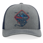 Gray trucker cap with Coors Light logo patch and dark mesh side panels