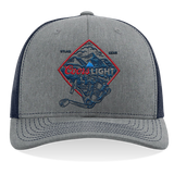 Gray trucker cap with Coors Light logo patch and dark mesh side panels
