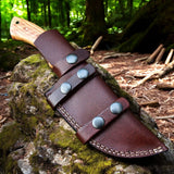Handmade Tom Brown Tracker Knife with Damascus Steel Blade & Olivewood Handle – 10" Overall Length