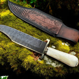 Legendary Western W49 Bowie Knife – Custom Handmade Damascus Steel Blade with Bone Handle