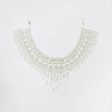 White Cascading Beaded Hat Necklace
