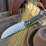 Hornspur Hunter – Rustic Belt Knife with Antler Handle & Leather Sheath
