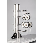 Roller frame with guide wheels and motor on power wrapper and dryer machine