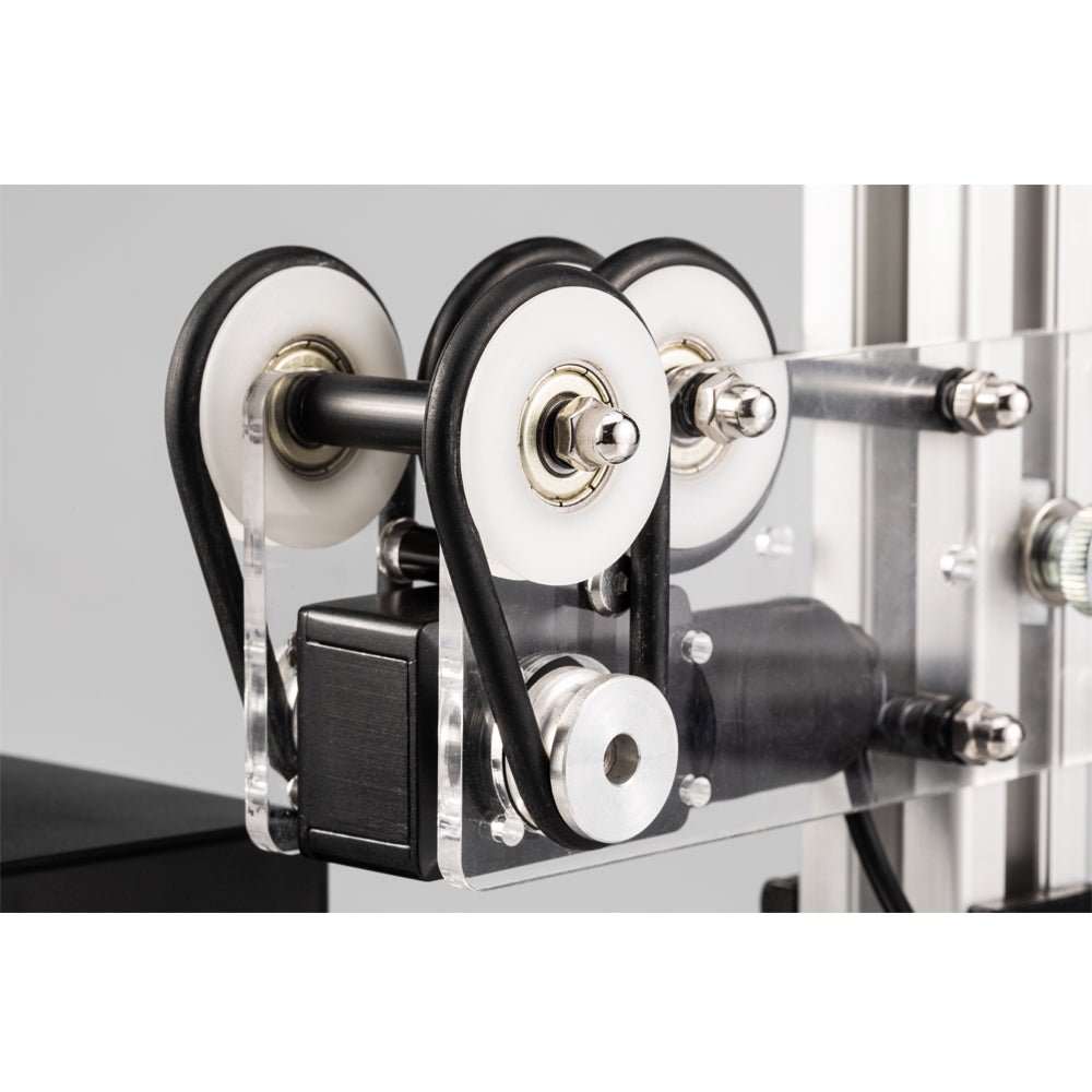 Metal roller and belt assembly on power wrapper and dryer machine