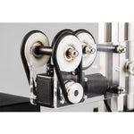 Metal roller and belt assembly on power wrapper and dryer machine